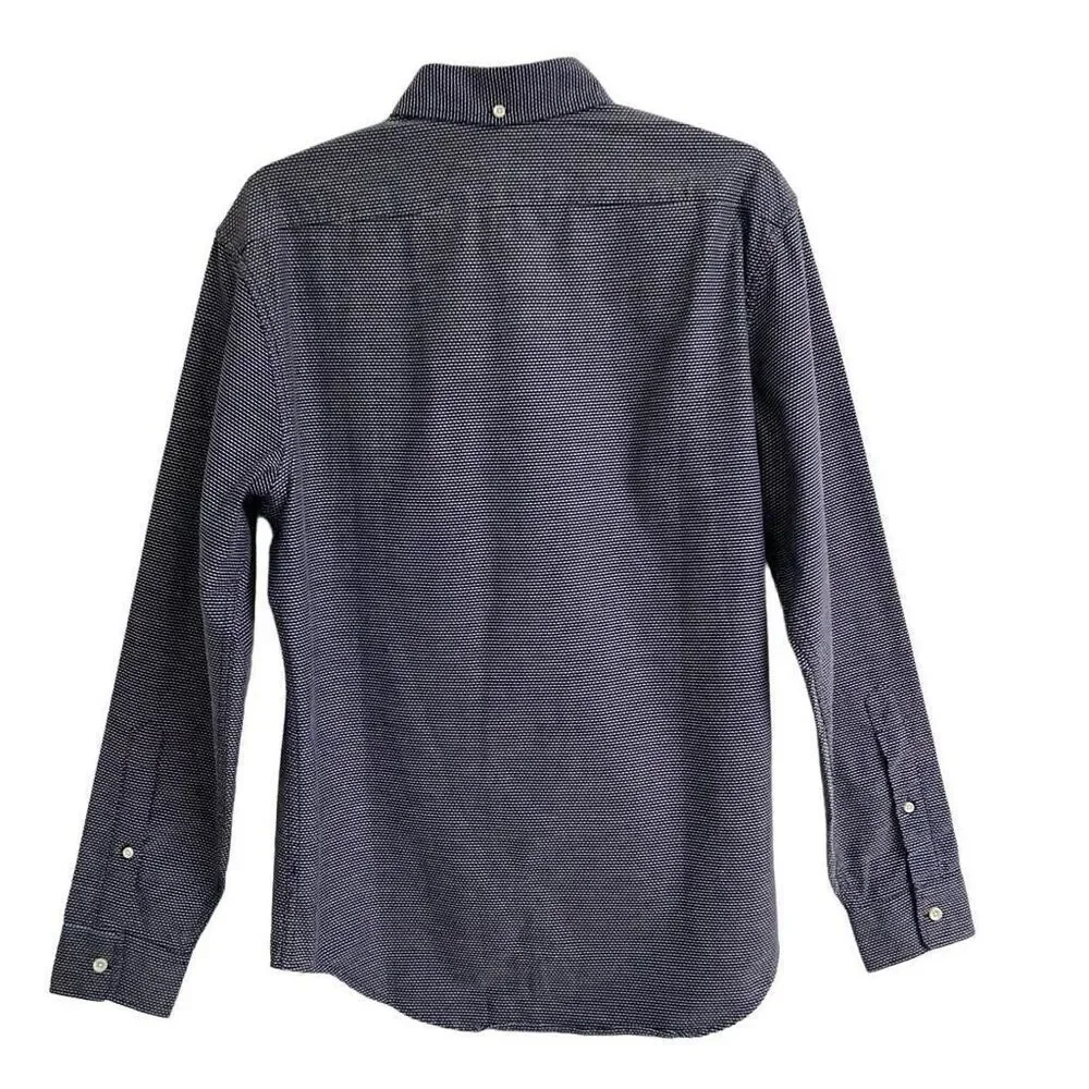 Taylor Stitch Jack in Reverse‎ Jacquard Button Down Shirt Navy Blue Men's XS & M